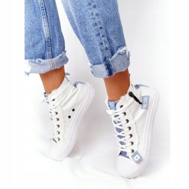 Sneakers alte da donna Big Star HH274160 Bianco blu 1