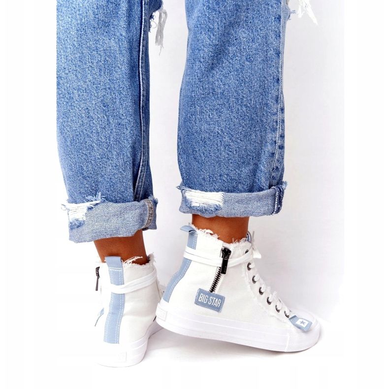 Sneakers alte da donna Big Star HH274160 Bianco bianca blu 3