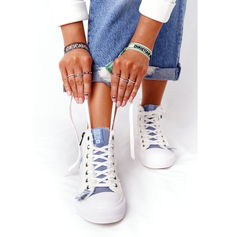 Sneakers alte da donna Big Star HH274160 Bianco bianca blu 4