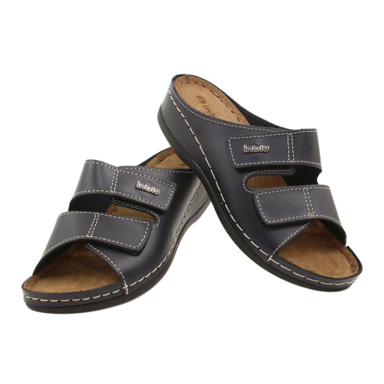 Pantofole in pelle inblu da donna 158d106 blu navy 3