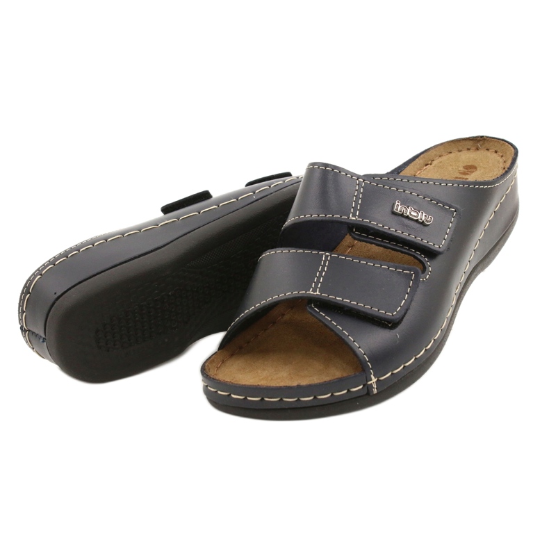 Pantofole in pelle inblu da donna 158d106 blu navy 2