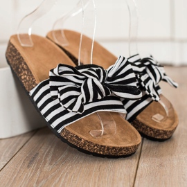 SHELOVET Pantofole a righe alla moda bianca nero 2