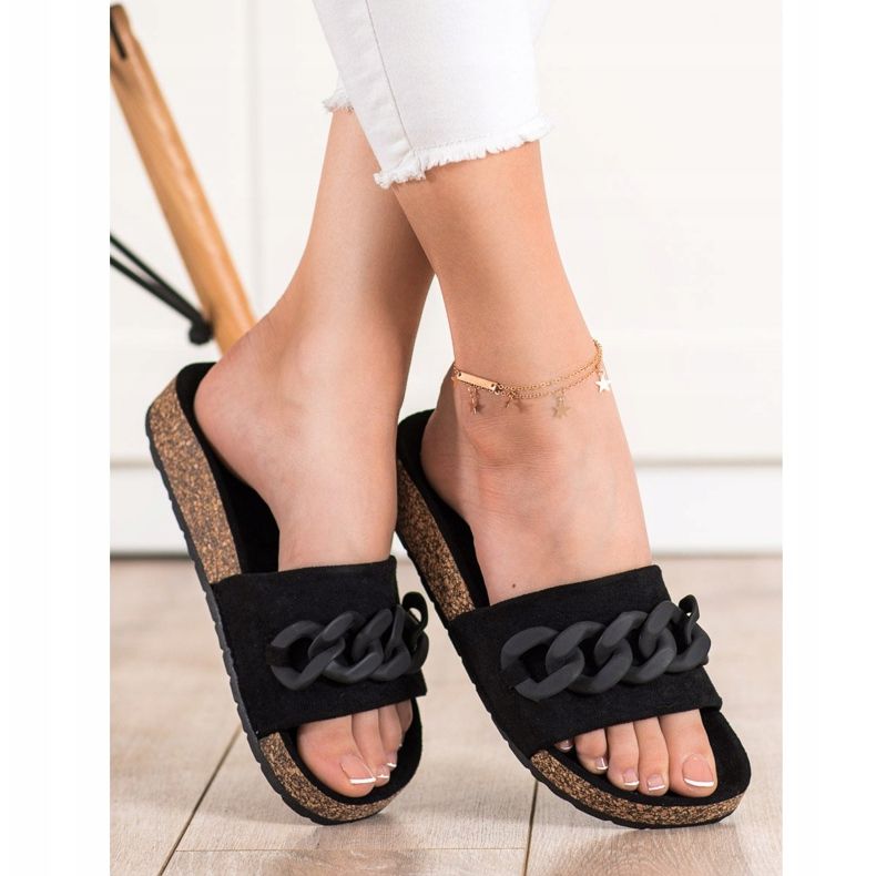 SHELOVET Pantofole alla moda con ornamento nero 1