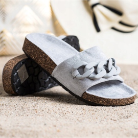 SHELOVET Pantofole alla moda con ornamento grigio 1