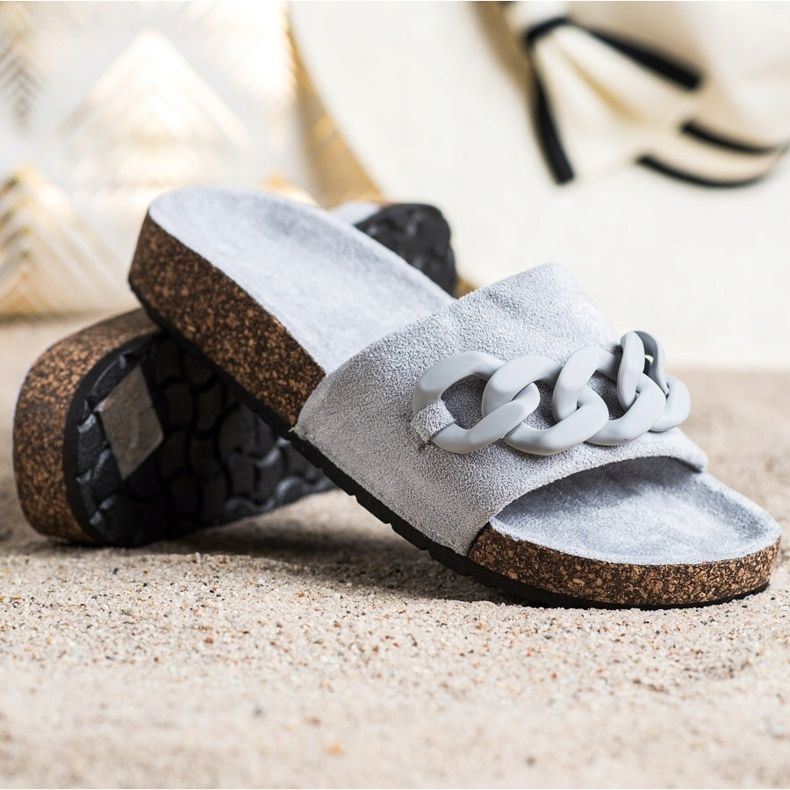 SHELOVET Pantofole alla moda con ornamento grigio 1