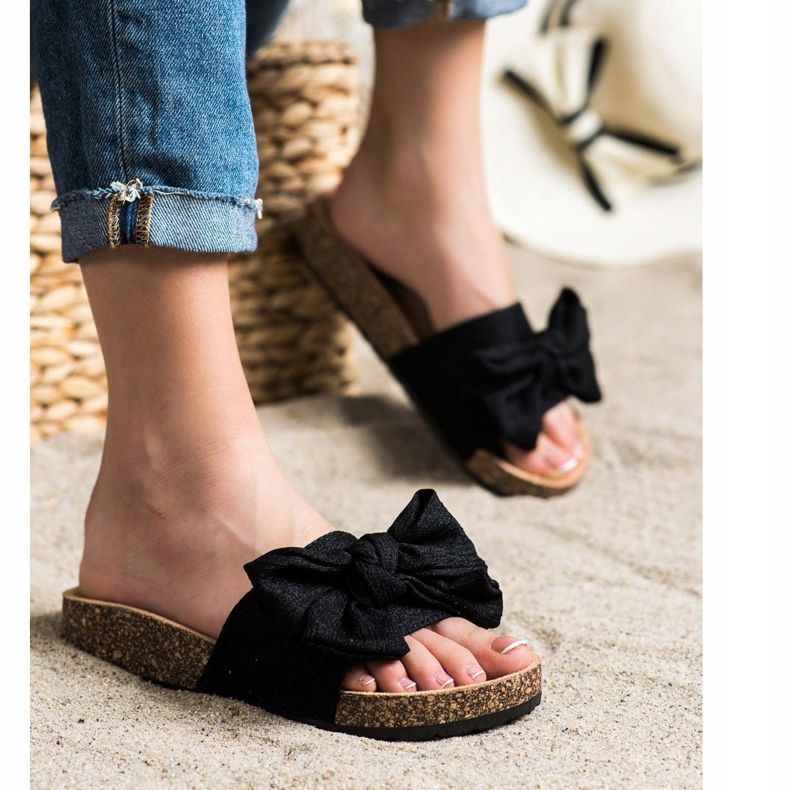 SHELOVET Pantofole Con Fiocco nero 1