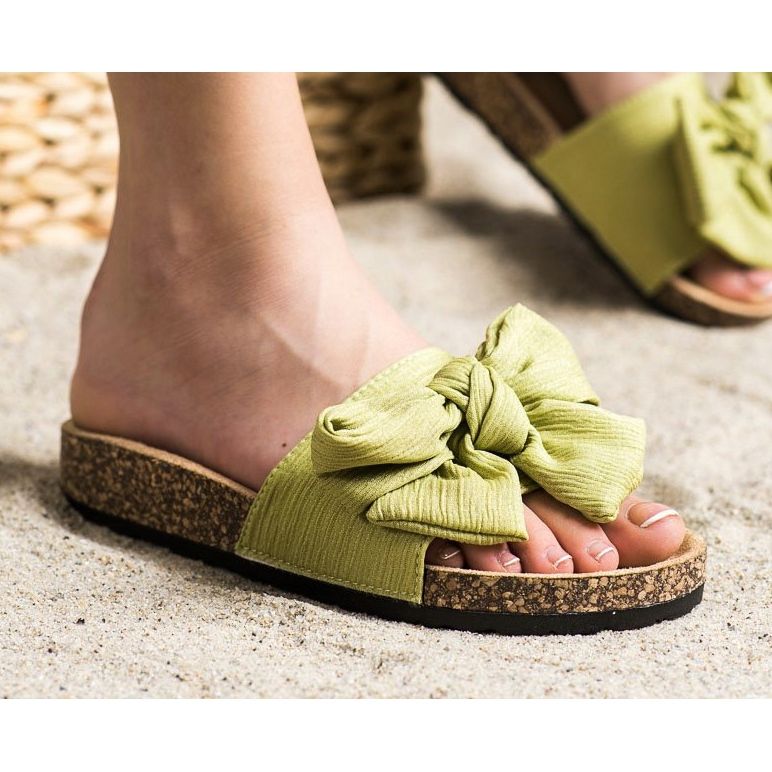 SHELOVET Ciabatte con fiocco verde 2