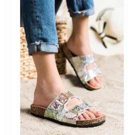 SHELOVET Pantofole Con Effetto Holo d'argento grigio multicolore 2