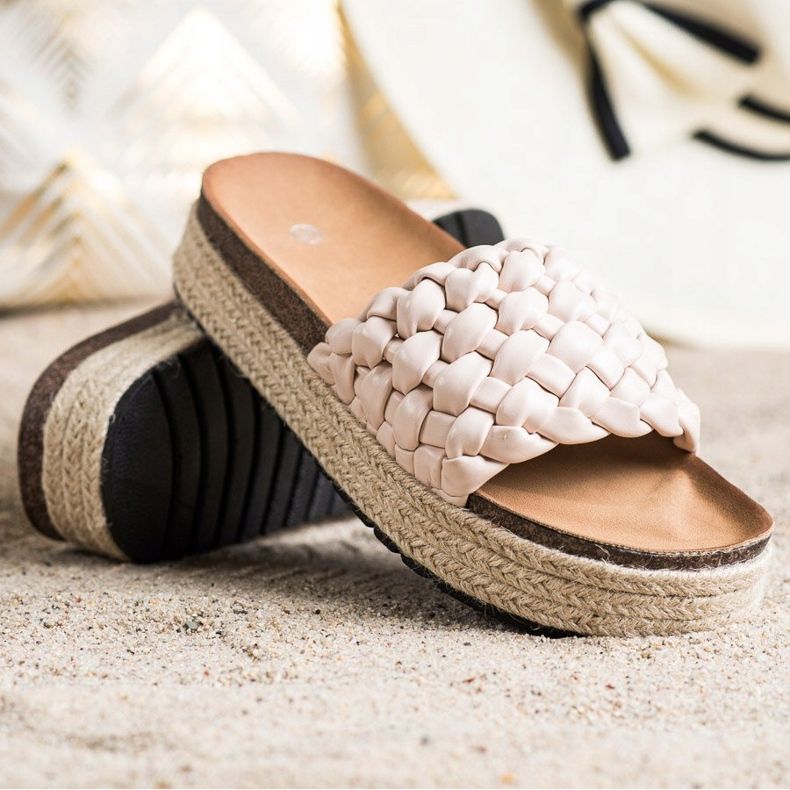 SHELOVET Infradito con espadrillas intrecciate beige 1