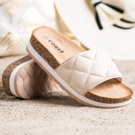 Comer Comode pantofole sulla piattaforma beige 1