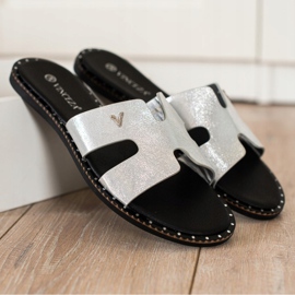 Pantofole scintillanti VINCEZA d'argento 1
