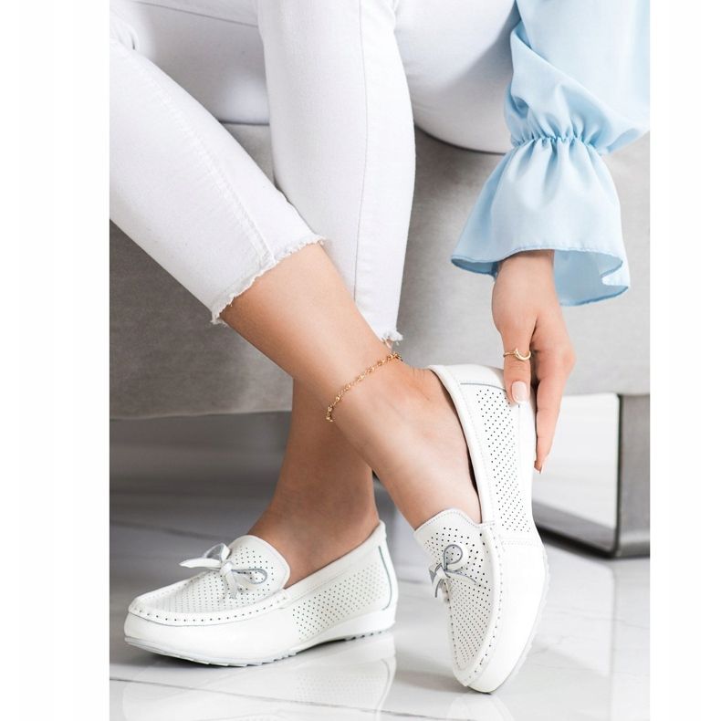 Goodin Scarpe in pelle con fiocco bianca 1