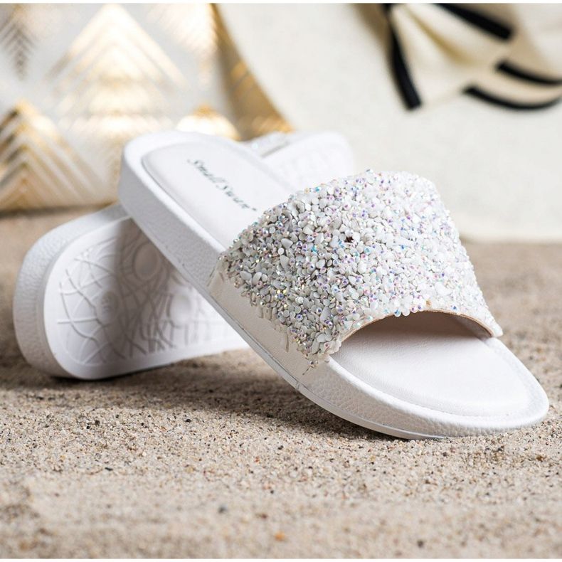Small Swan Pantofole Bianche Con Cristalli bianca 1