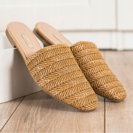 SHELOVET Pantofole di paglia marrone 1