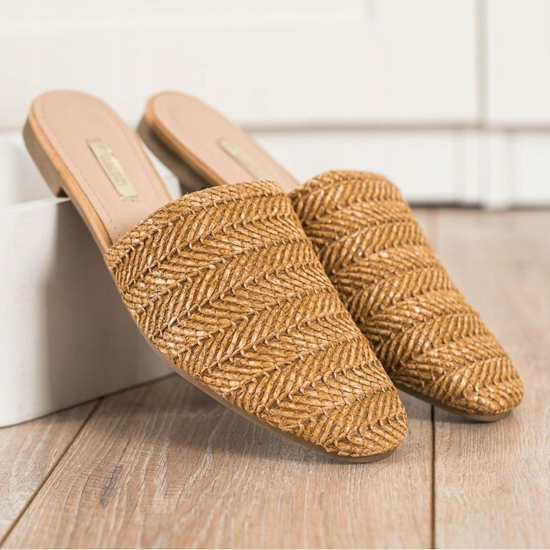 SHELOVET Pantofole di paglia marrone 1