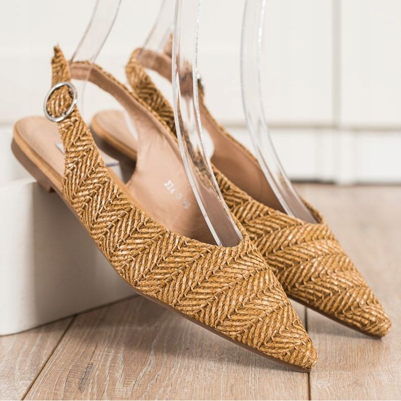 SHELOVET Décolleté di paglia con tacco aperto marrone 1
