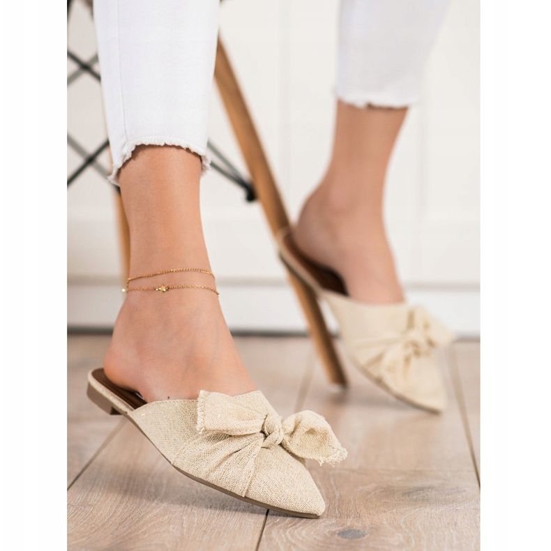 SHELOVET Pantofole Eleganti In Spitz beige 1