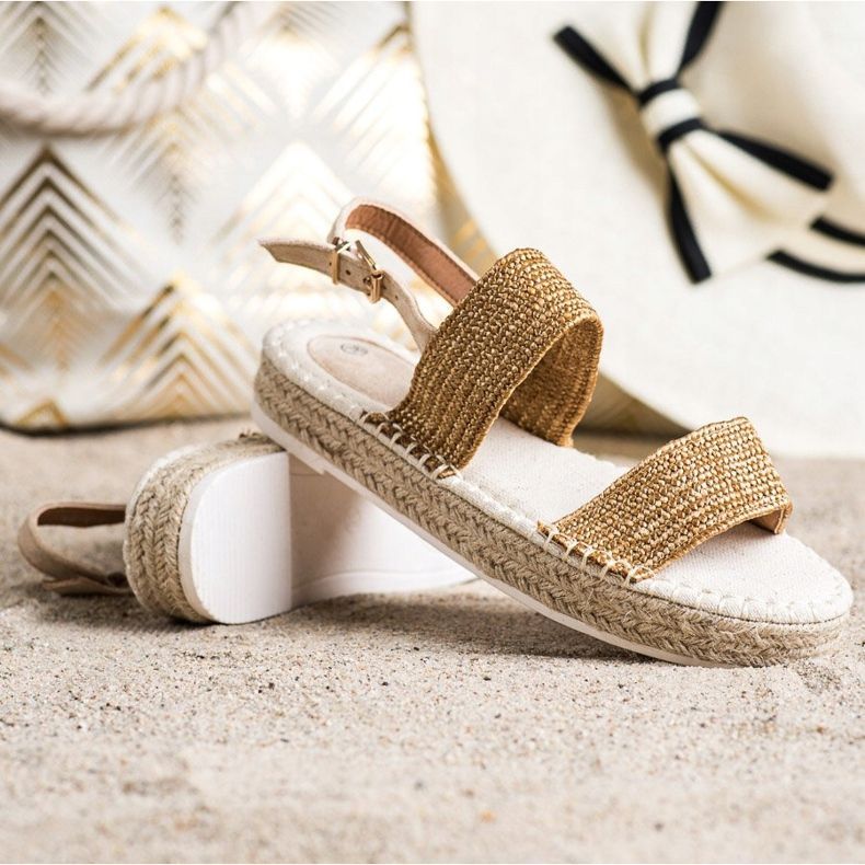 SHELOVET Sandali intrecciati sulla piattaforma beige arancia 1