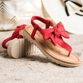 SHELOVET Sandali Infradito Con Fiocco rosso 1
