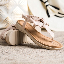 SHELOVET Sandali Infradito Con Fiocco beige 1