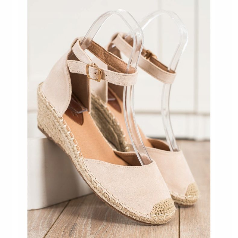 SHELOVET Espadrillas con zeppa beige 2