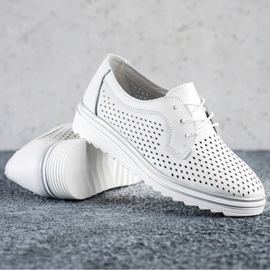Goodin Scarpe in pelle traforata bianca 2