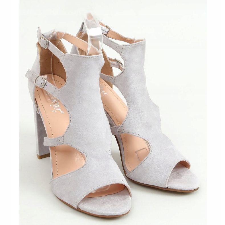 Sandali grigi con tacco alto NS111P Grigio 1
