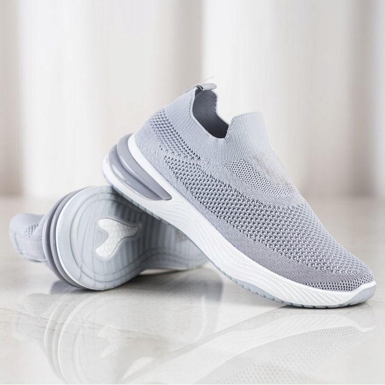 SHELOVET Scarpe da ginnastica senza lacci grigio 1