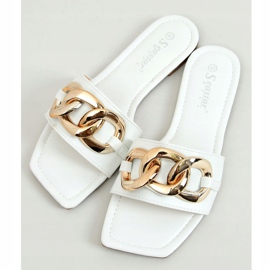 Pantofole quadrate con catena bianche CK206P White bianco 1