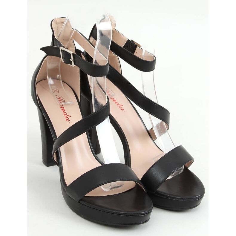 Nero S-839 Sandali neri con plateau 1
