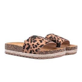 Pantofole marroni cashy con stampa leopardata beige marrone 1