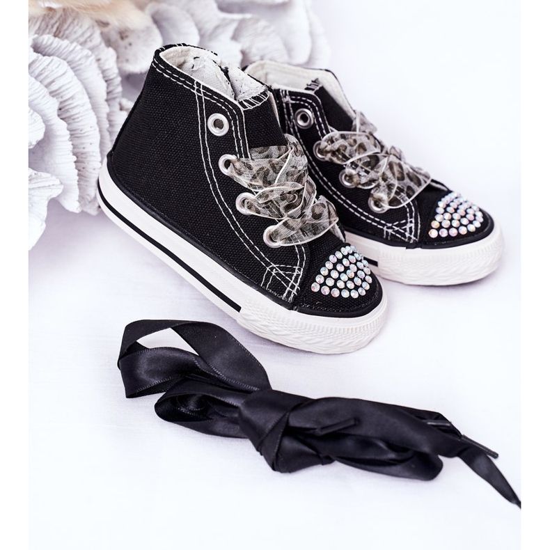 Sneakers Bambini Black Smile Con Cubic Zirconia nero 2