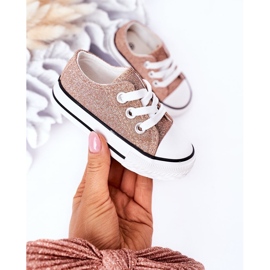 Sneakers per bambini con glitter oro rosa Bling-Bling d'oro 2