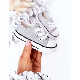 Sneakers per bambini con glitter argento Bling-Bling d'argento 2