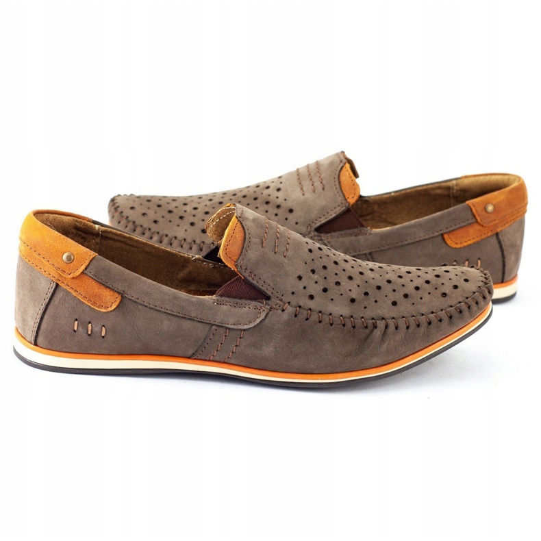 KOMODO Scarpe uomo mocassini 876 summer brown marrone arancia 4