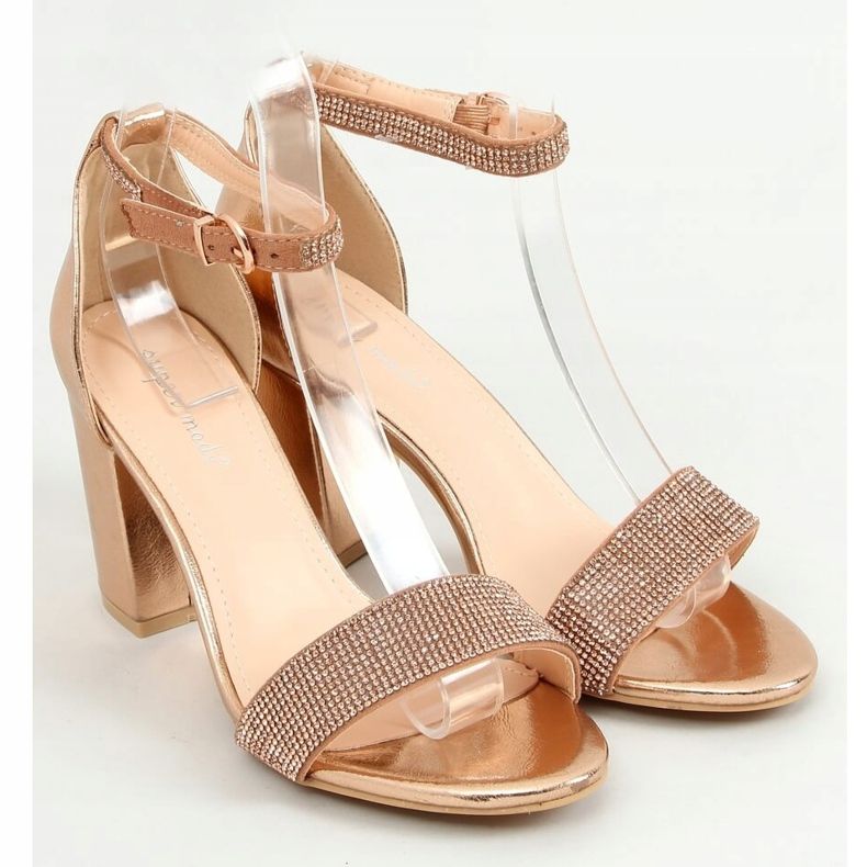 Sandali con tacco alto champagne 1478 Champagne d'oro 1