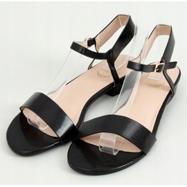 Sandali neri con tacco piatto F9020 Black nero 1