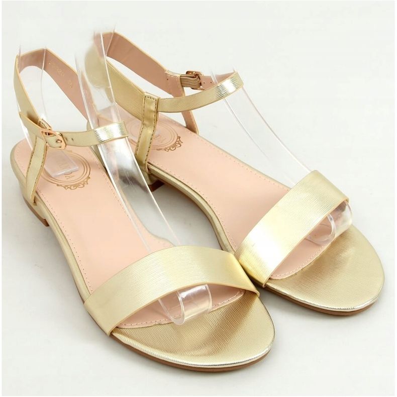 Sandali flat con oro F9020 Gold d'oro 1