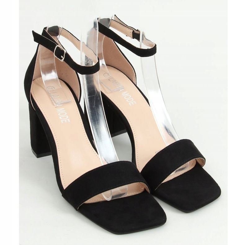 Sandali neri con tacco largo QL-169 Black nero 1