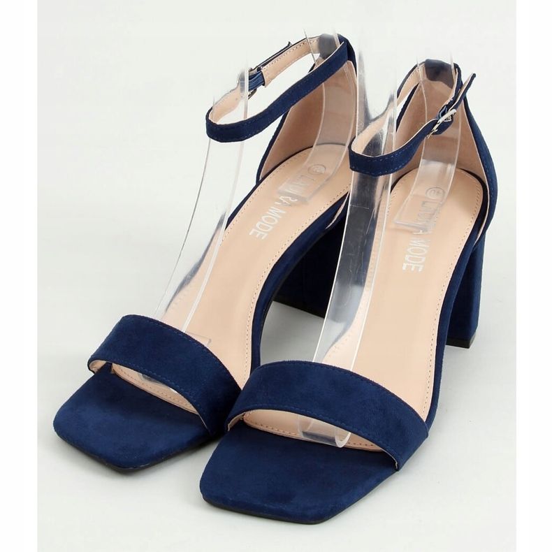 Sandali su tacchi alti blu navy QL-169 Blue 1