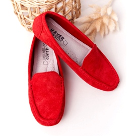 PH1 Mocassini donna in camoscio rosso San Marino 5