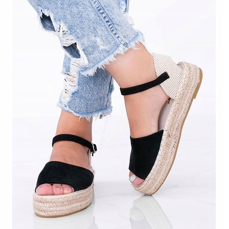 Sandali neri sulla piattaforma Pearl River nero 1