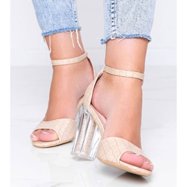 Décolleté beige su palo con tacco trasparente No Fear 1