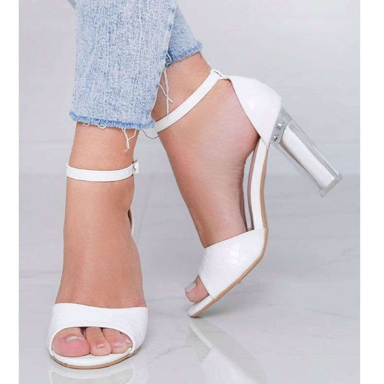 Décolleté bianche su un palo con tacco trasparente No Fear bianca 1