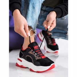 Sneakers sulla piattaforma FASHION nero rosso 2