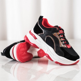 Sneakers sulla piattaforma FASHION nero rosso 1