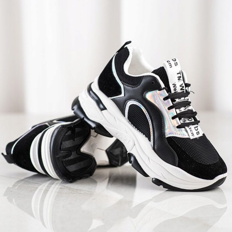 Sneakers sulla piattaforma FASHION nero argento 1