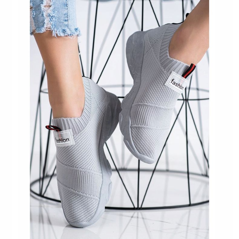 SHELOVET Sneakers alla moda senza lacci grigio 2