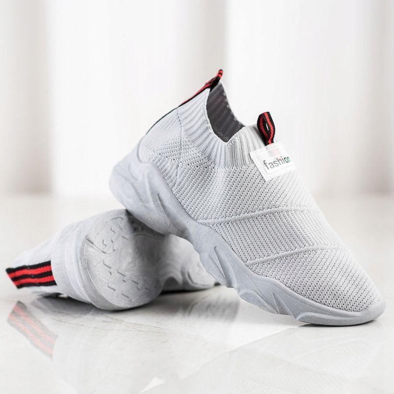 SHELOVET Sneakers alla moda senza lacci grigio 1