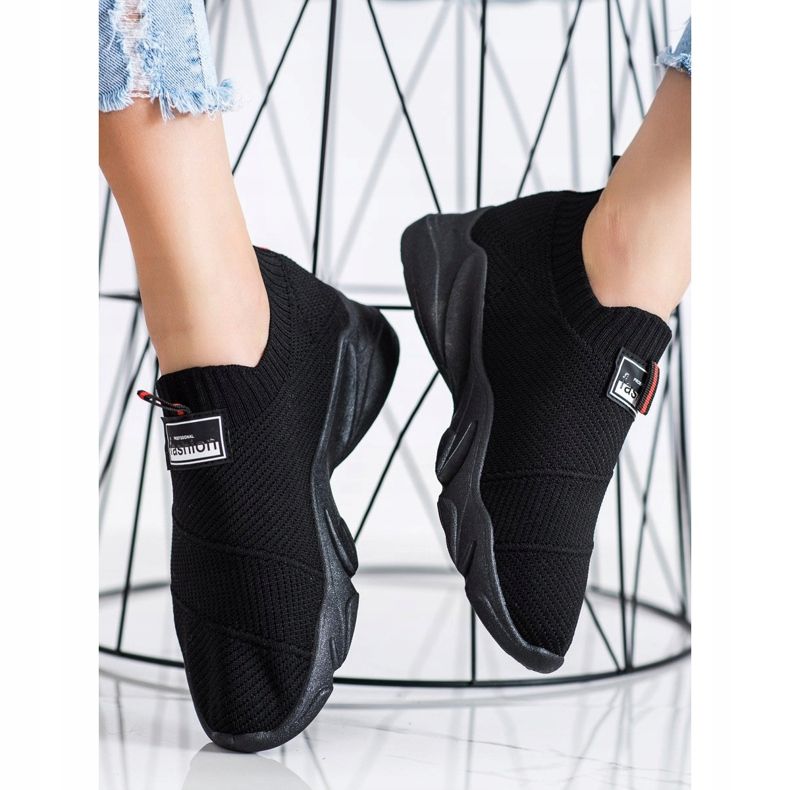 SHELOVET Sneakers alla moda senza lacci nero 1